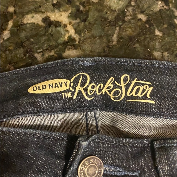 Old Navy Rock Star Stretch Dark Blue Rinse Jeans  sz 6 27x31 New Condition - Picture 2 of 5